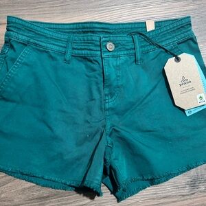 NWT Prana Green Jean Shorts with Raw Hem